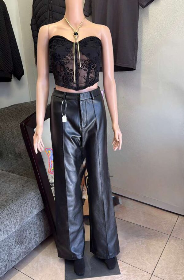 Black Lace Corset & Leather Pants Set