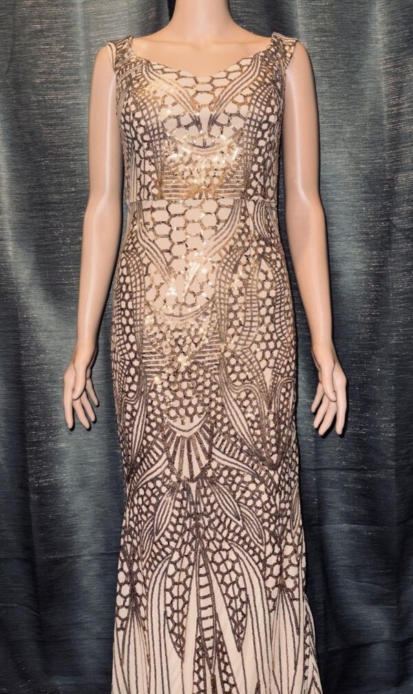 Gold & Bronze Sequin Evening Gown