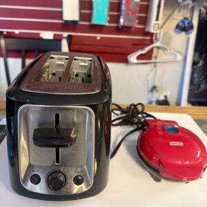 Black Toaster & Red DASH Waffle Maker