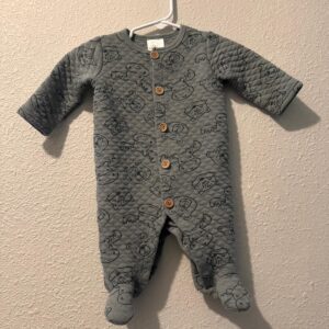 Gray Quilted Baby Onesie with Animal Print