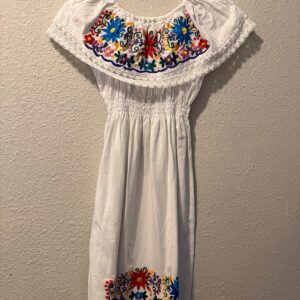 Traditional Mexican Embroidered White Dress
