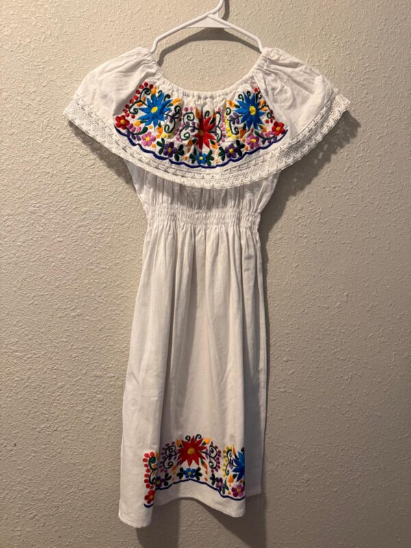 Traditional Mexican Embroidered White Dress