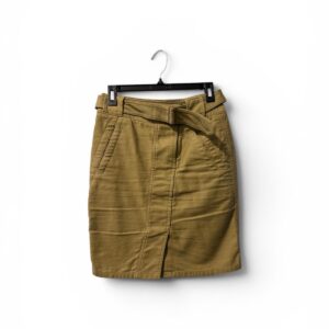 Khaki Belted Pencil Skirt with Front Pockets
