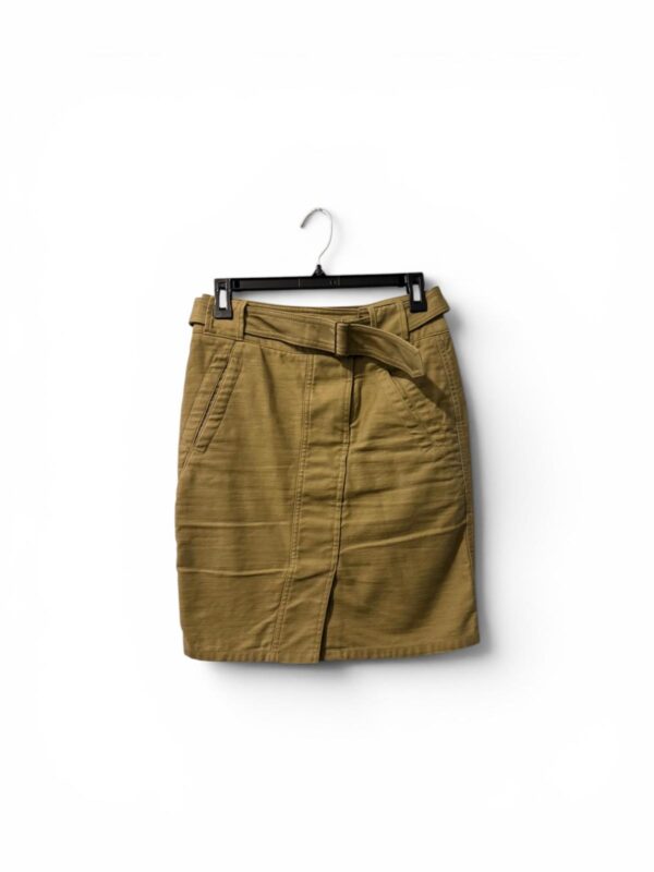 Khaki Belted Pencil Skirt with Front Pockets
