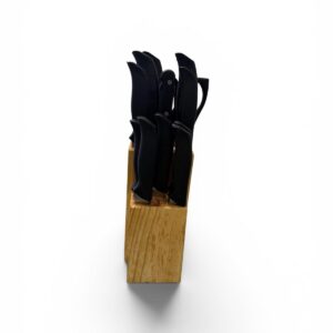 Wooden Knife Block Set – Black Handle Knives