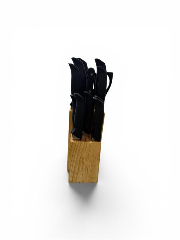 Wooden Knife Block Set – Black Handle Knives