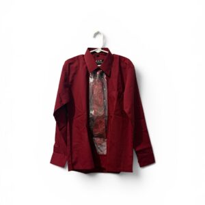 Men’s Burgundy Dress Shirt with Paisley Tie – JUK Collection