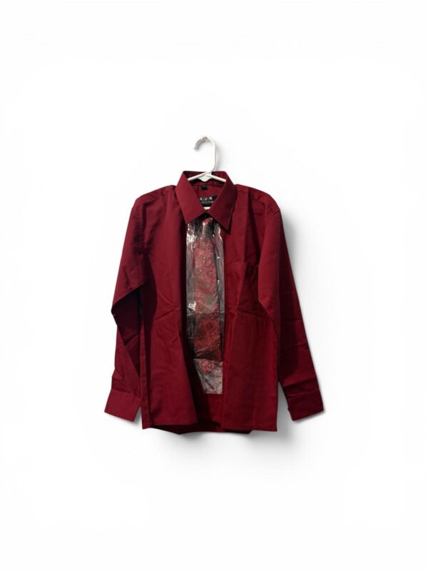 Men’s Burgundy Dress Shirt with Paisley Tie – JUK Collection